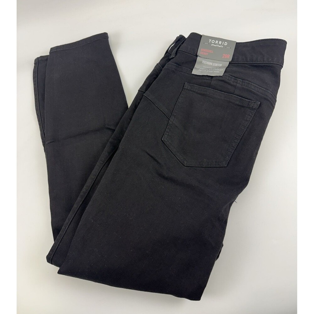 Torrid Bombshell Skinny Black Jeans Premium Stretch High Rise Destructed NWT 20R - Picture 3 of 14